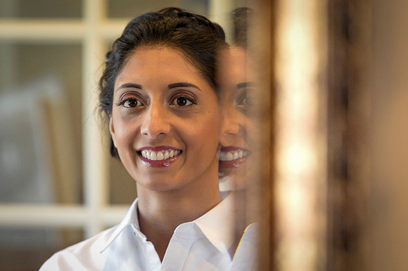 Bride getting ready for wedding at Tiffany’s Salon and Spa, Barrington.