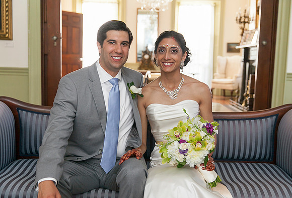 Wedding ceremony at Linden Place, Bristol. Rhode Island.